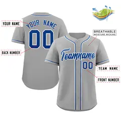 Gray Royal-White Classic Authentic Baseball Jersey 2