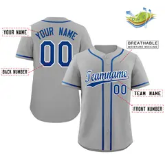 Gray Royal-White Classic Authentic Baseball Jersey 2