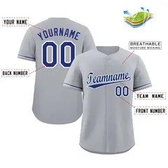 Gray Royal-White Classic Authentic Baseball Jersey 2