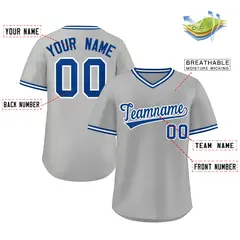 Gray Royal-White Classic Authentic Pullover Baseball Jersey 2