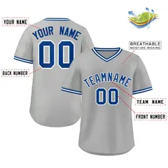 Gray Royal-White Classic Authentic Pullover Baseball Jersey 2