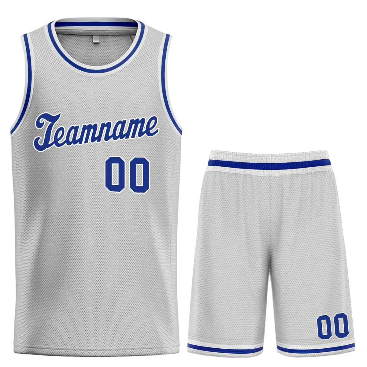 Gray Royal-White Classic Basketball Uniform Jersey