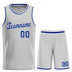 Gray Royal-White Classic Basketball Uniform Jersey