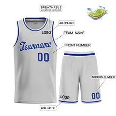 Gray Royal-White Classic Basketball Uniform Jersey 3