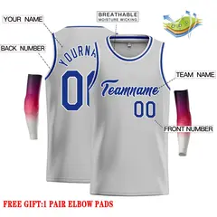 Gray Royal-White Classic Casual Basketball Jersey 2