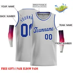 Gray Royal-White Classic Casual Basketball Jersey 2