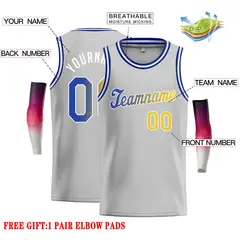 Gray Royal-White Classic Casual Basketball Jersey 2