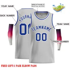 Gray Royal-White Classic Casual Basketball Jersey 2