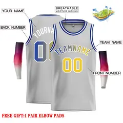 Gray Royal-White Classic Casual Basketball Jersey 2