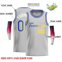Gray Royal-White Classic Casual Basketball Jersey 2