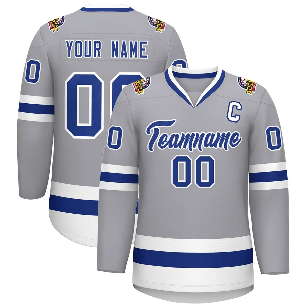 Gray Royal-White Classic Hockey Jersey