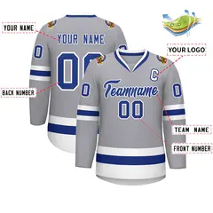 Gray Royal-White Classic Hockey Jersey 2