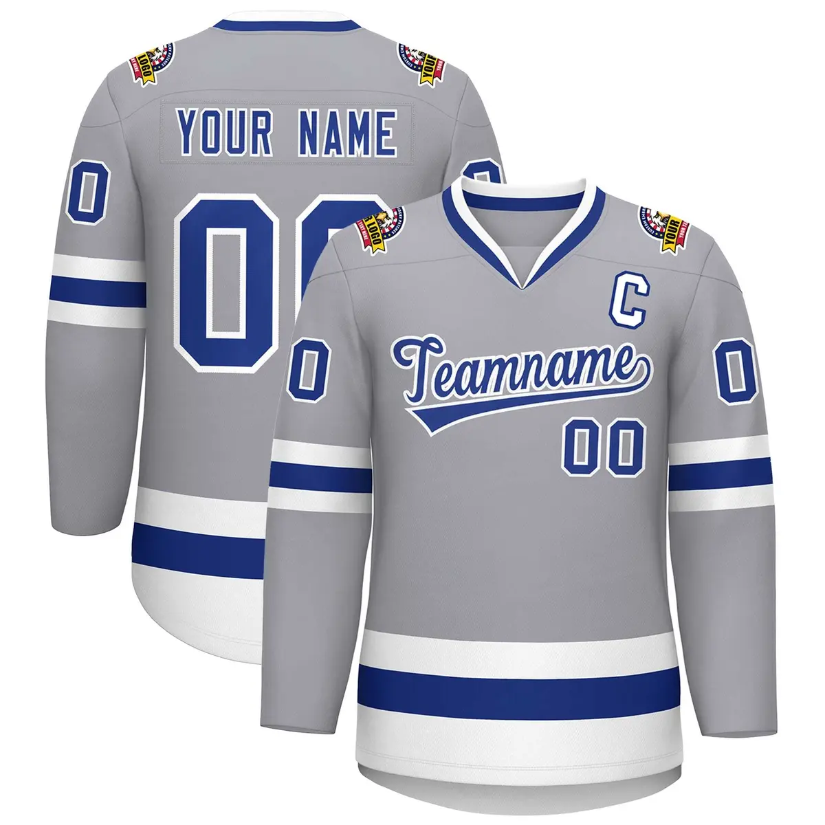 Gray Royal-White Classic Hockey Jersey