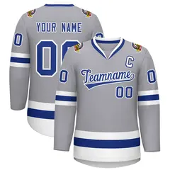 Gray Royal-White Classic Hockey Jersey 1
