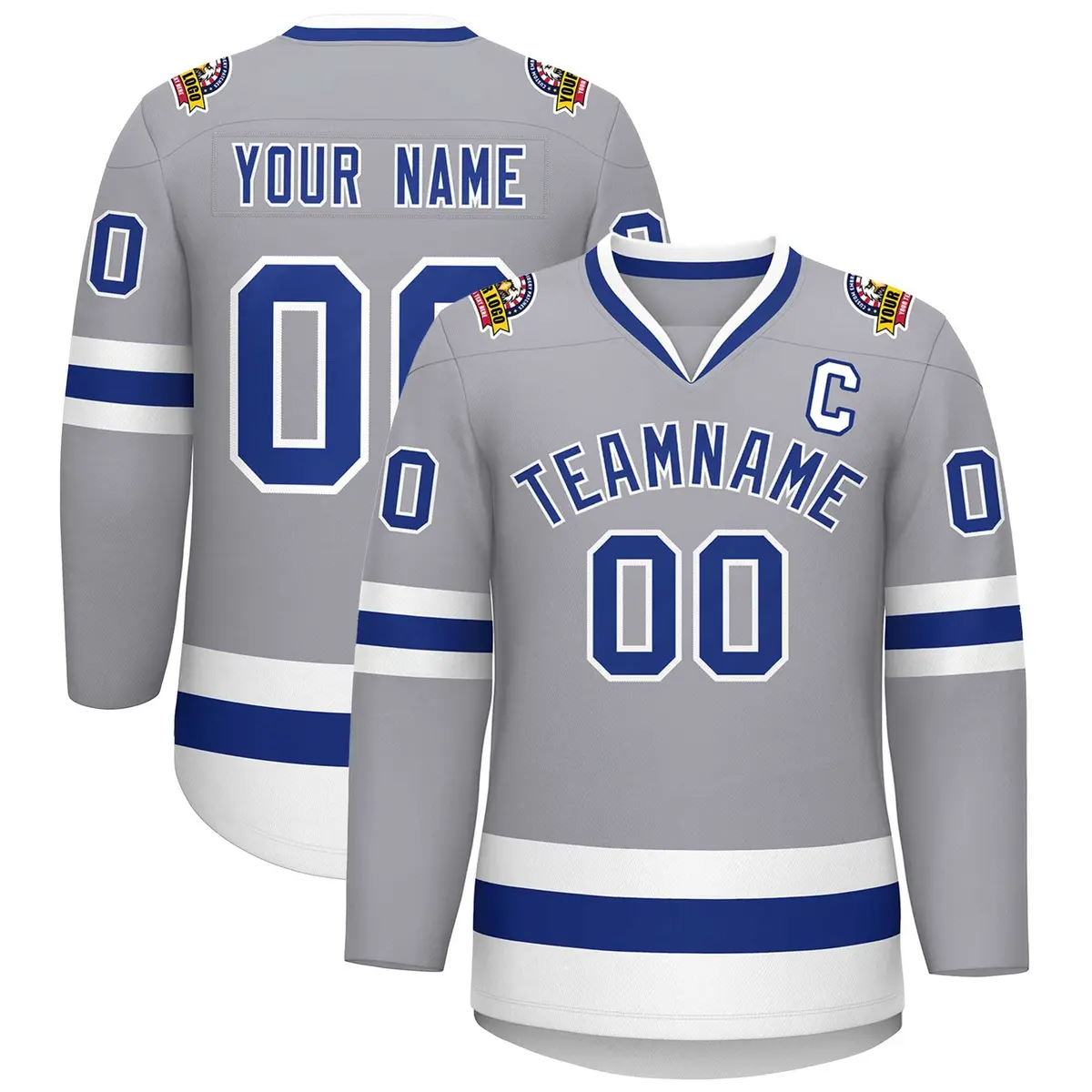 Gray Royal-White Classic Hockey Jersey