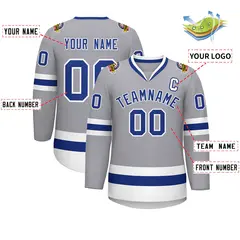 Gray Royal-White Classic Hockey Jersey 2