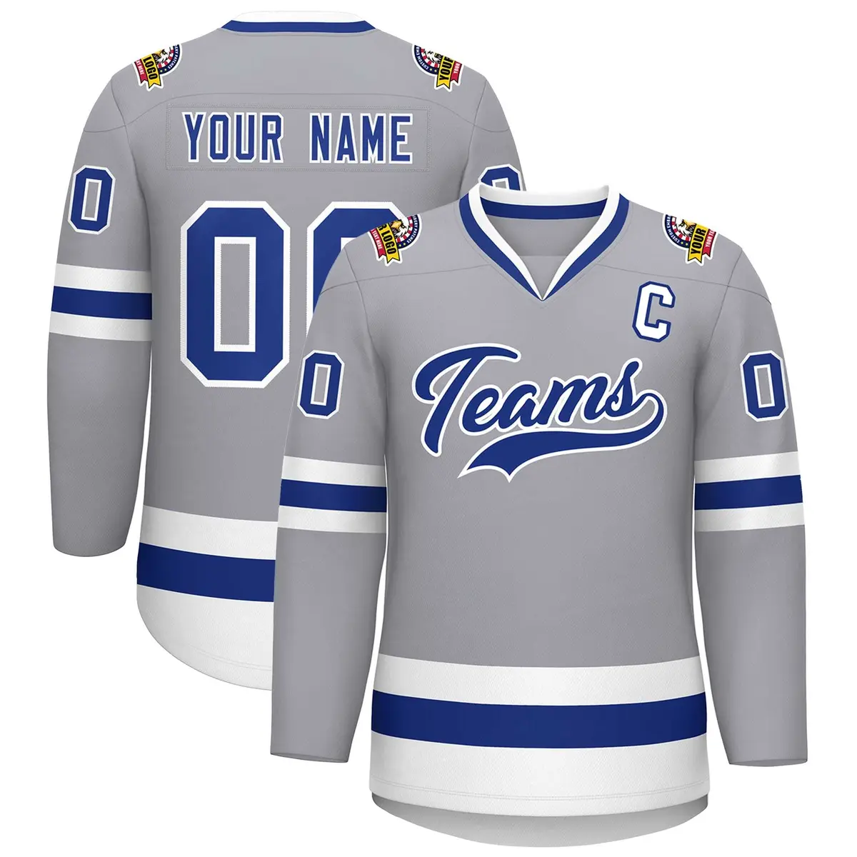 Gray Royal-White Classic Hockey Jersey