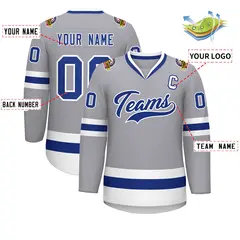 Gray Royal-White Classic Hockey Jersey 2