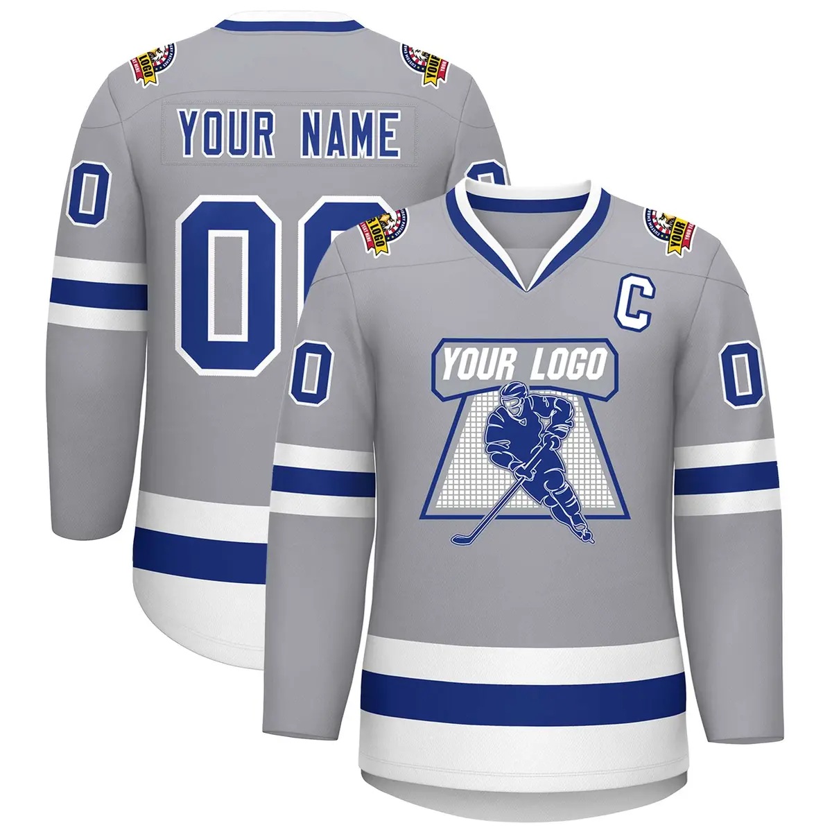 Gray Royal-White Classic Hockey Jersey