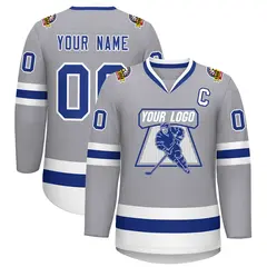 Gray Royal-White Classic Hockey Jersey 1