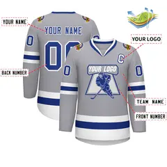 Gray Royal-White Classic Hockey Jersey 2