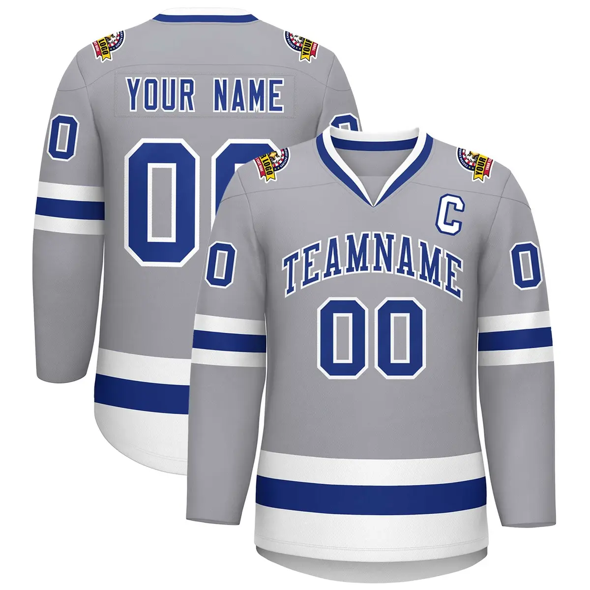 Gray Royal-White Classic Hockey Jersey