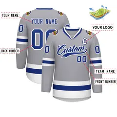 Gray Royal-White Classic Hockey Jersey 2