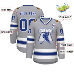 Gray Royal-White Classic Hockey Jersey 2