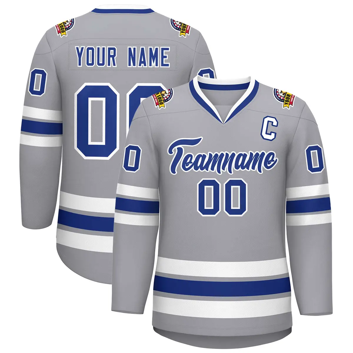 Gray Royal-White Classic Hockey Jersey