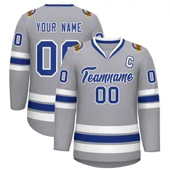 Gray Royal-White Classic Hockey Jersey 1