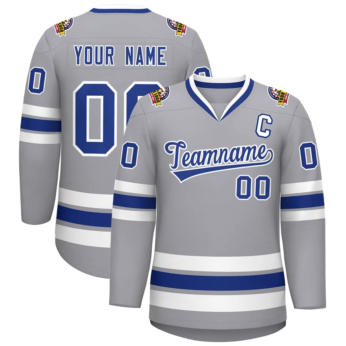 Gray Royal-White Classic Hockey Jersey