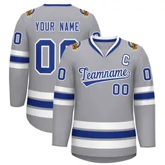 Gray Royal-White Classic Hockey Jersey 1