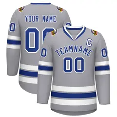 Gray Royal-White Classic Hockey Jersey 1