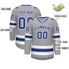 Gray Royal-White Classic Hockey Jersey 2