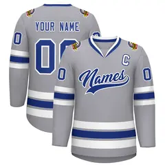 Gray Royal-White Classic Hockey Jersey 1