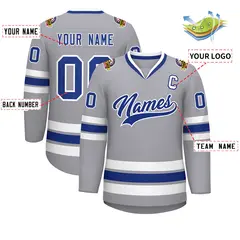 Gray Royal-White Classic Hockey Jersey 2