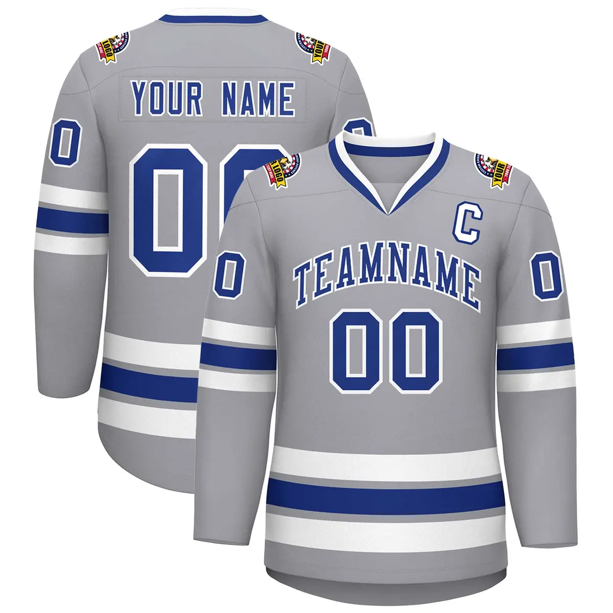 Gray Royal-White Classic Hockey Jersey