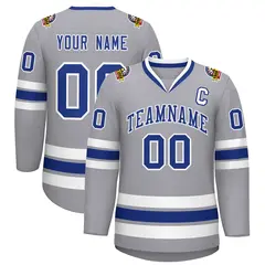 Gray Royal-White Classic Hockey Jersey 1