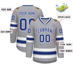Gray Royal-White Classic Hockey Jersey 2