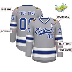 Gray Royal-White Classic Hockey Jersey 2