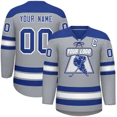 Gray Royal White Classic Lace-Up Neck Hockey Jersey