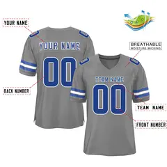 Gray Royal-White Classic Mesh Football Jersey 2
