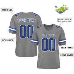 Gray Royal-White Classic Mesh Football Jersey 2