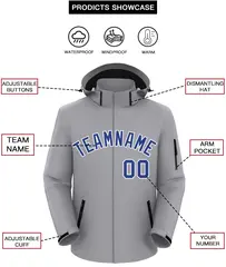 Gray Royal-White Classic Style Waterproof Jacket 2