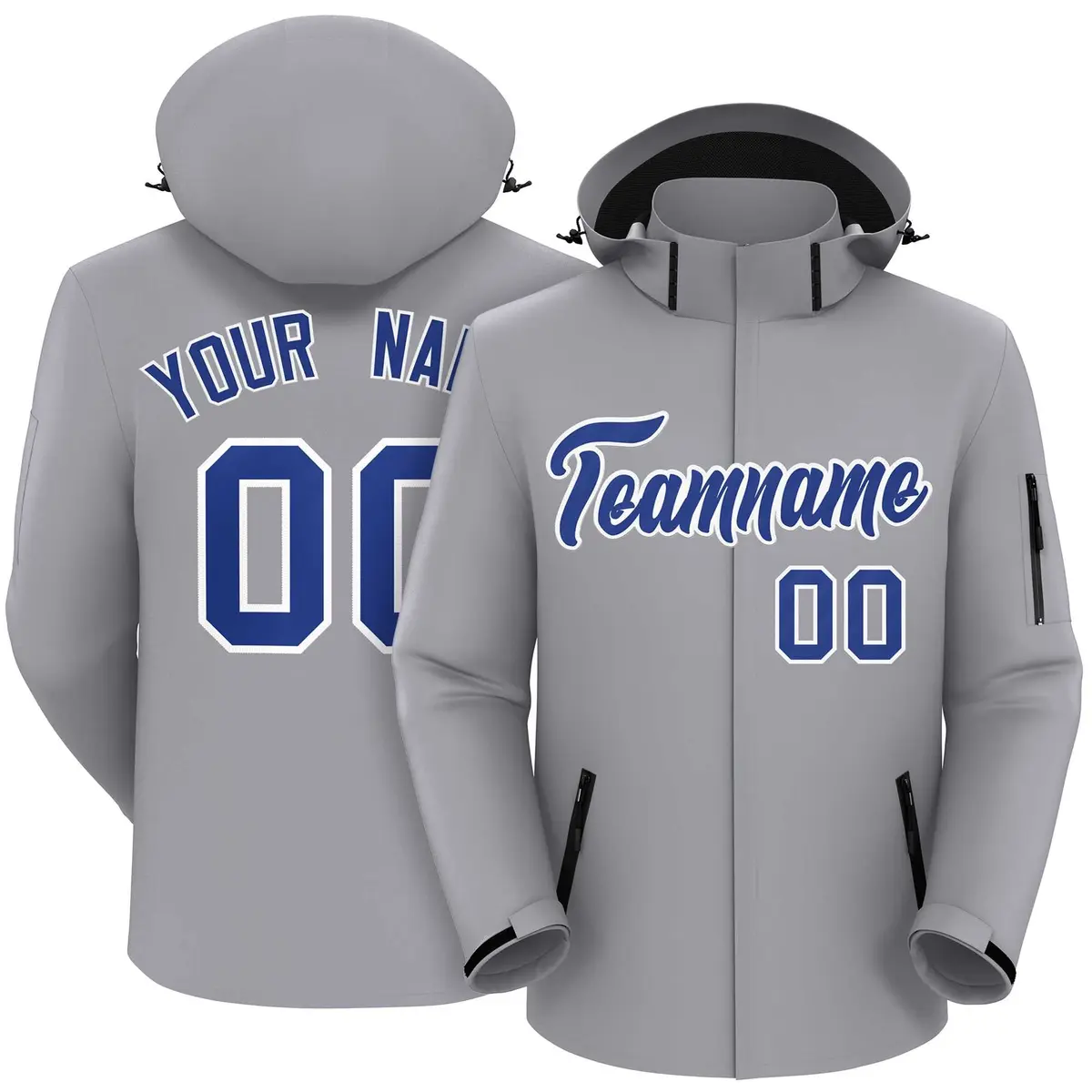Gray Royal-White Classic Style Waterproof Jacket