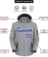 Gray Royal-White Classic Style Waterproof Jacket 2