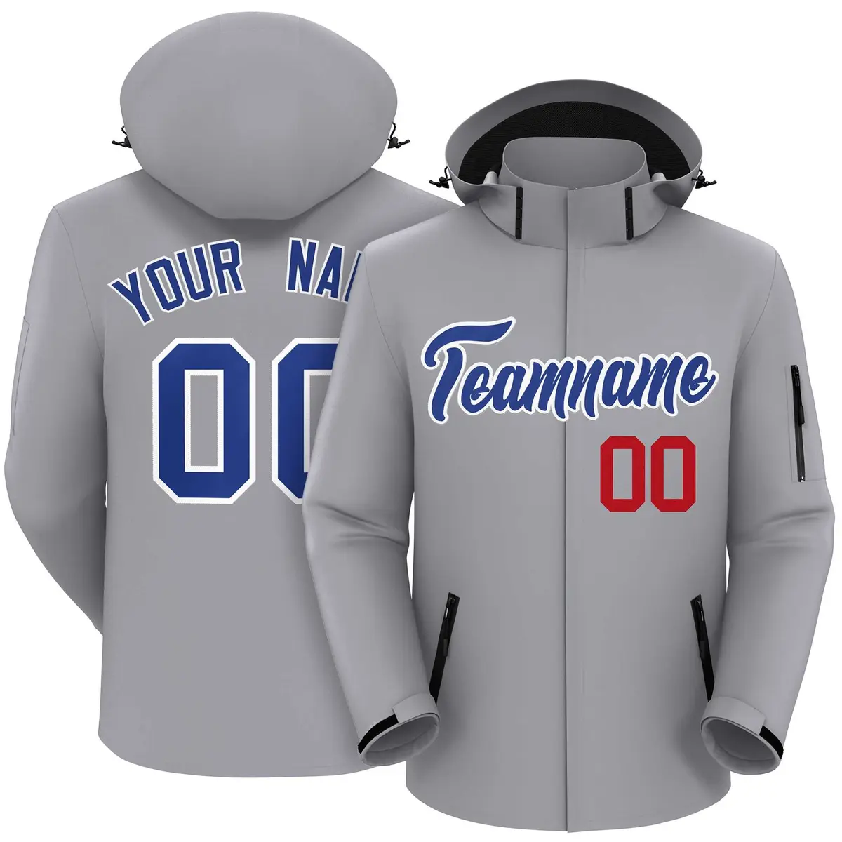 Gray Royal-White Classic Style Waterproof Jacket