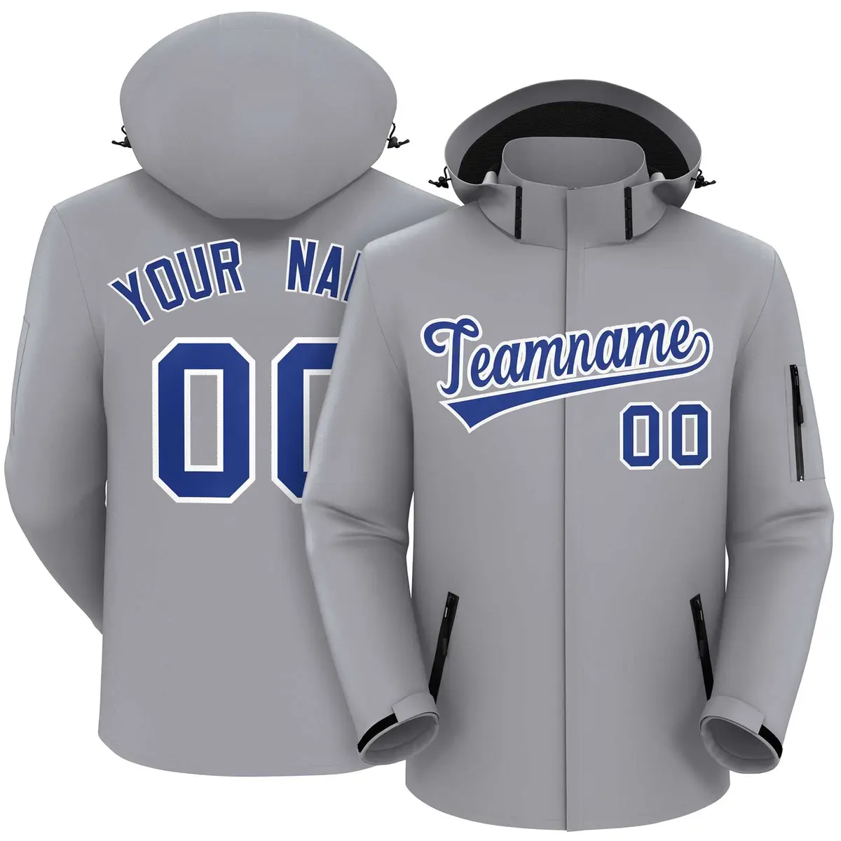 Gray Royal-White Classic Style Waterproof Jacket
