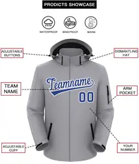 Gray Royal-White Classic Style Waterproof Jacket 2