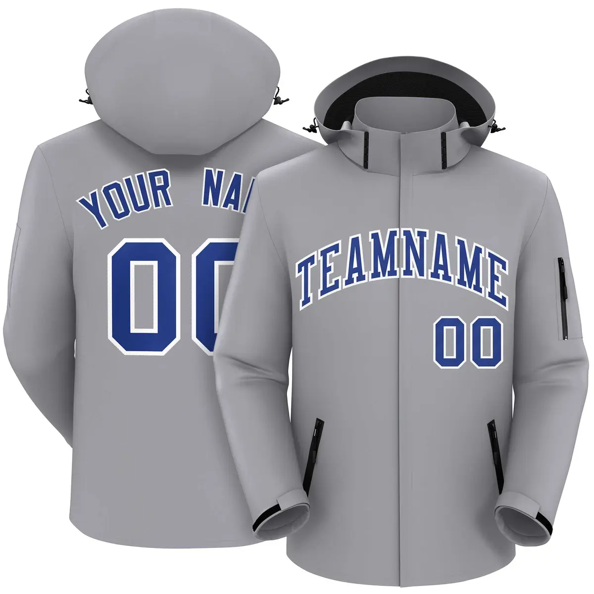 Gray Royal-White Classic Style Waterproof Jacket